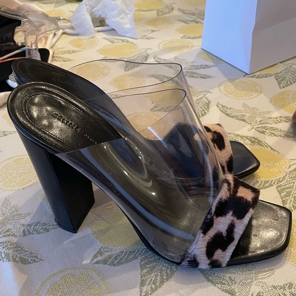 Celine Black and Leopard Print Heels - Picture 1 of 9